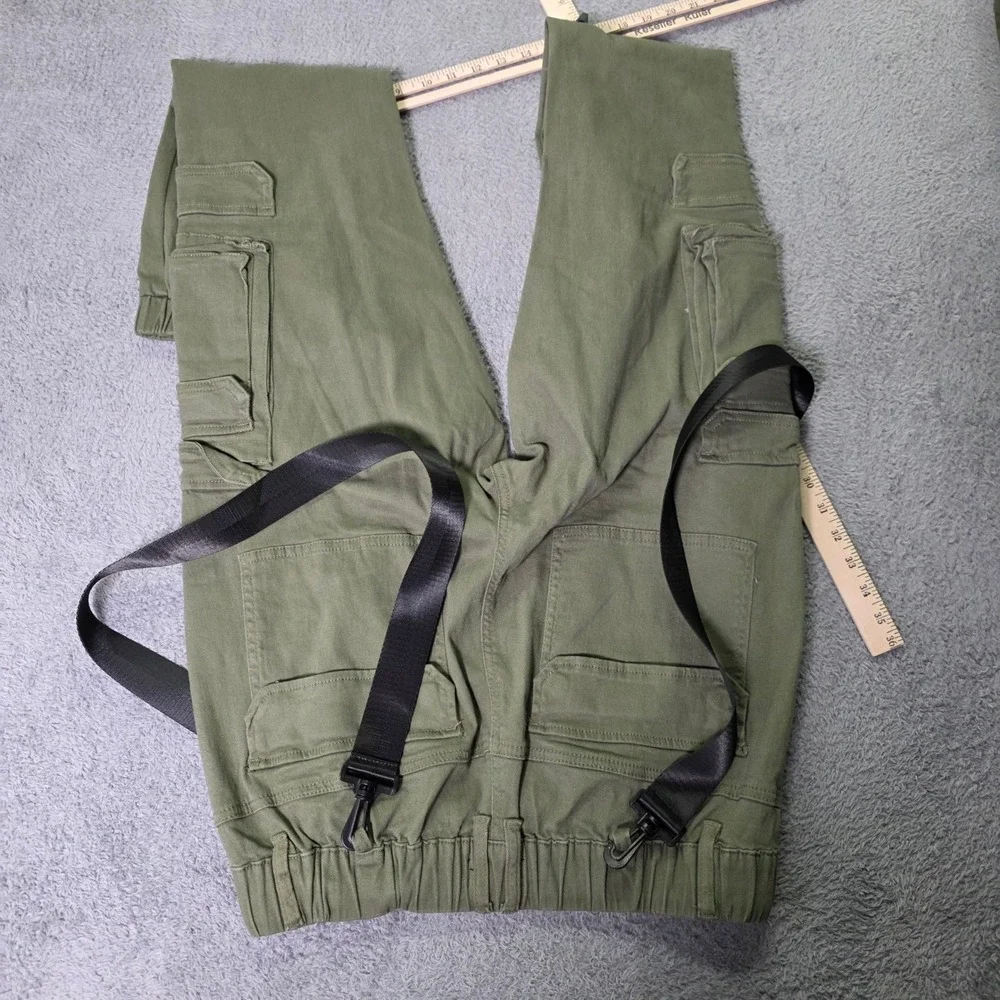 Fashion Nova Men Size M See The Poison Cargo Jogger Olive Green Straps JG3030